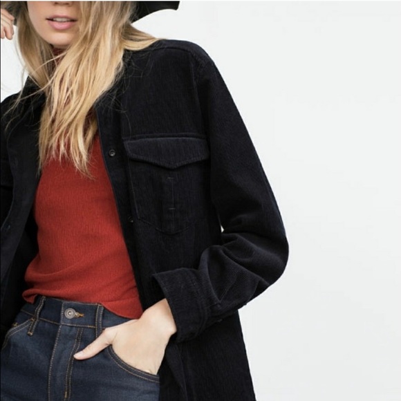 Zara Long Corduroy Overshirt Jacket - Picture 4 of 12